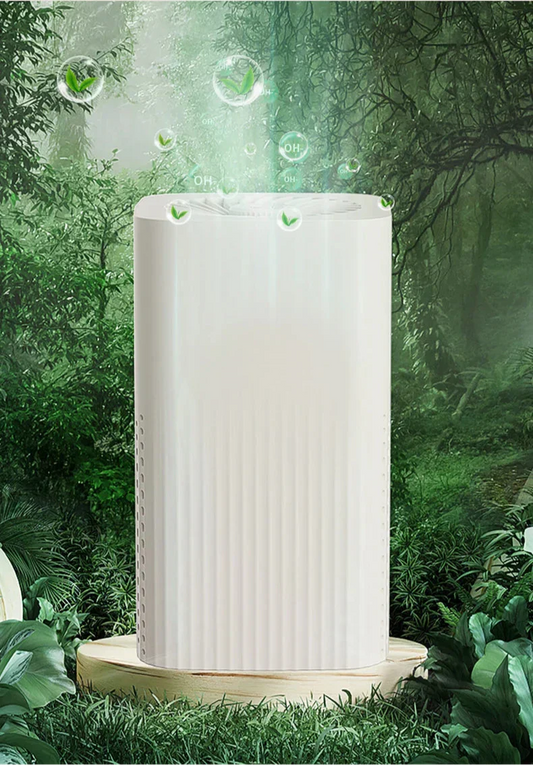 Purificateur d'air moderne en milieu naturel, illustrant les avantages des purificateurs d'air pour un air sain