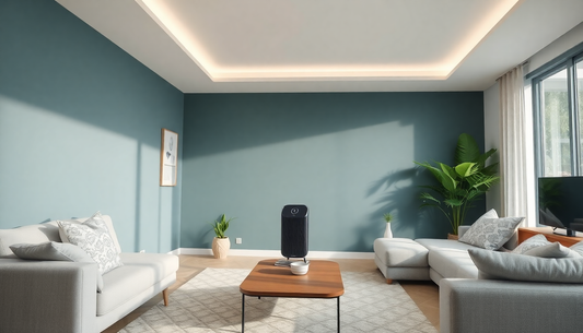 Un purificateur d'air dans un salon moderne