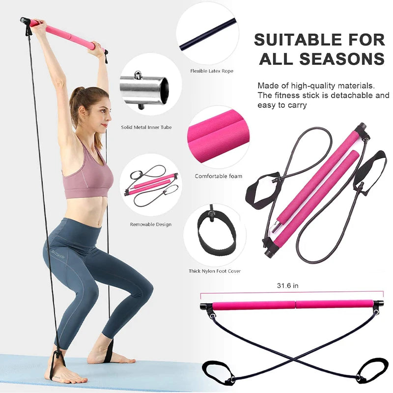 Barre de fitness à élastiques multifonctions - Votre sport à domicile
