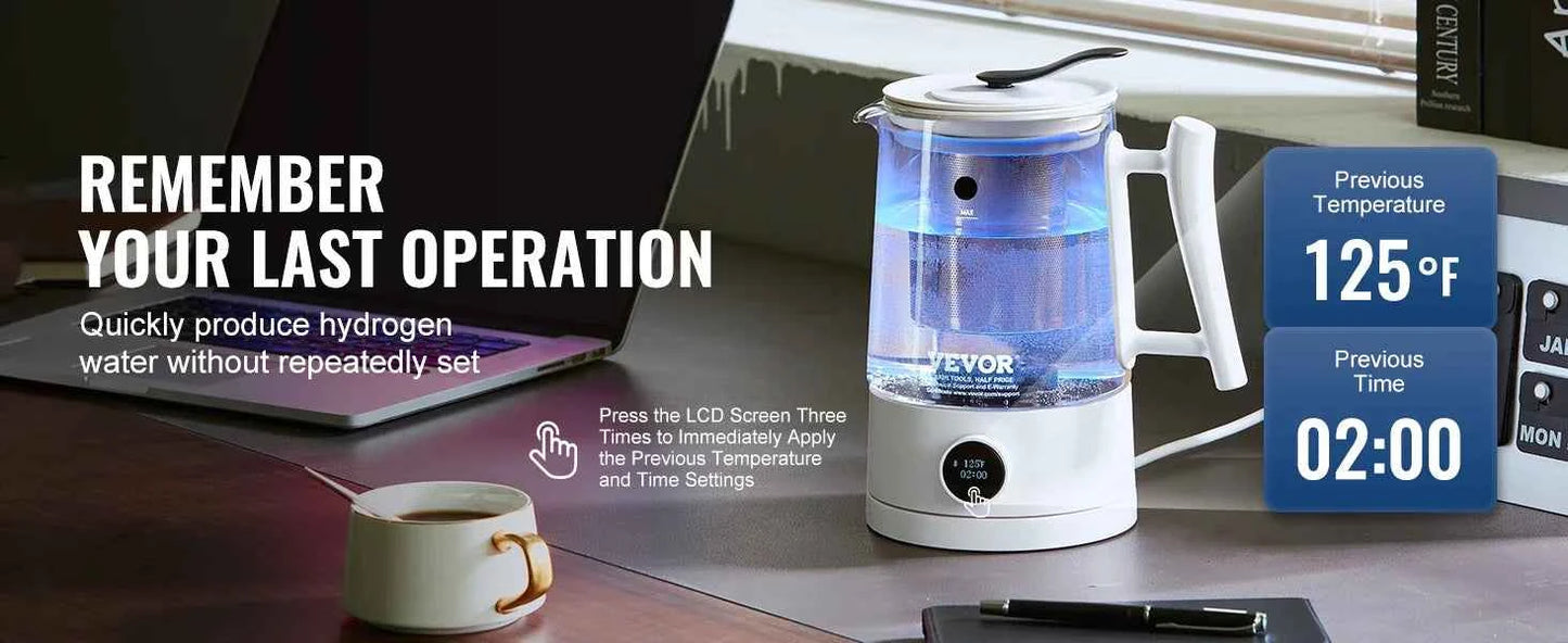 Générateur d'eau à hydrogène - Carafe & bouilloire - 1.5L - Concentration en hydrogène de 1500 ppb