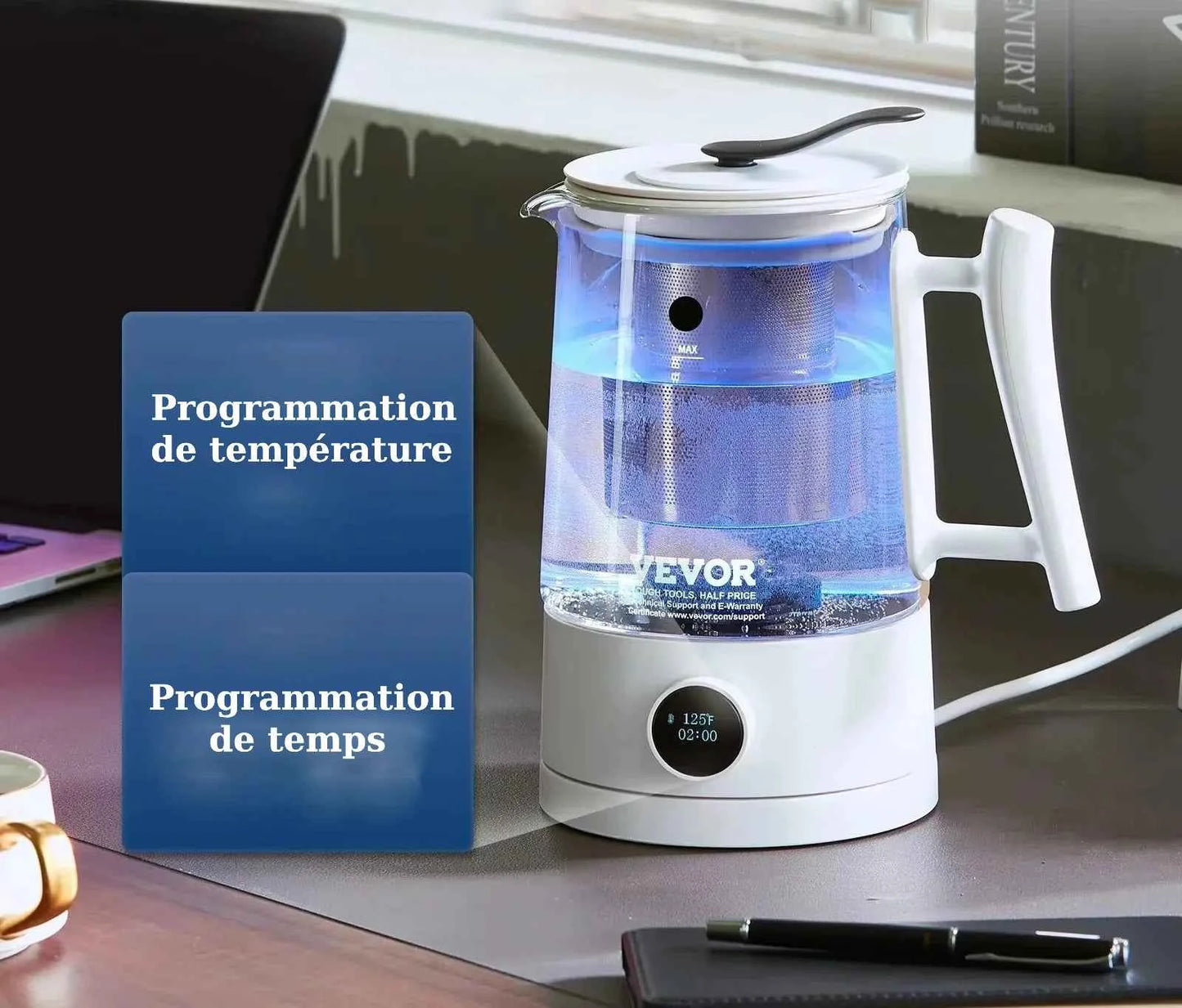 Générateur d'eau à hydrogène - Carafe & bouilloire - 1.5L - Concentration en hydrogène de 1500 ppb