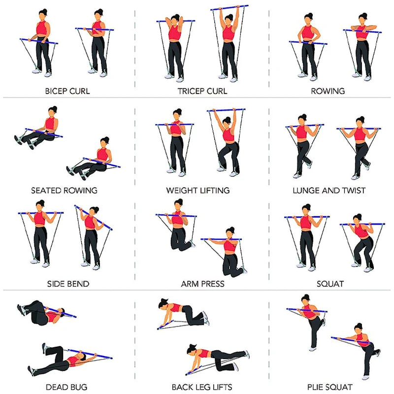 Barre de fitness à élastiques multifonctions - Votre sport à domicile