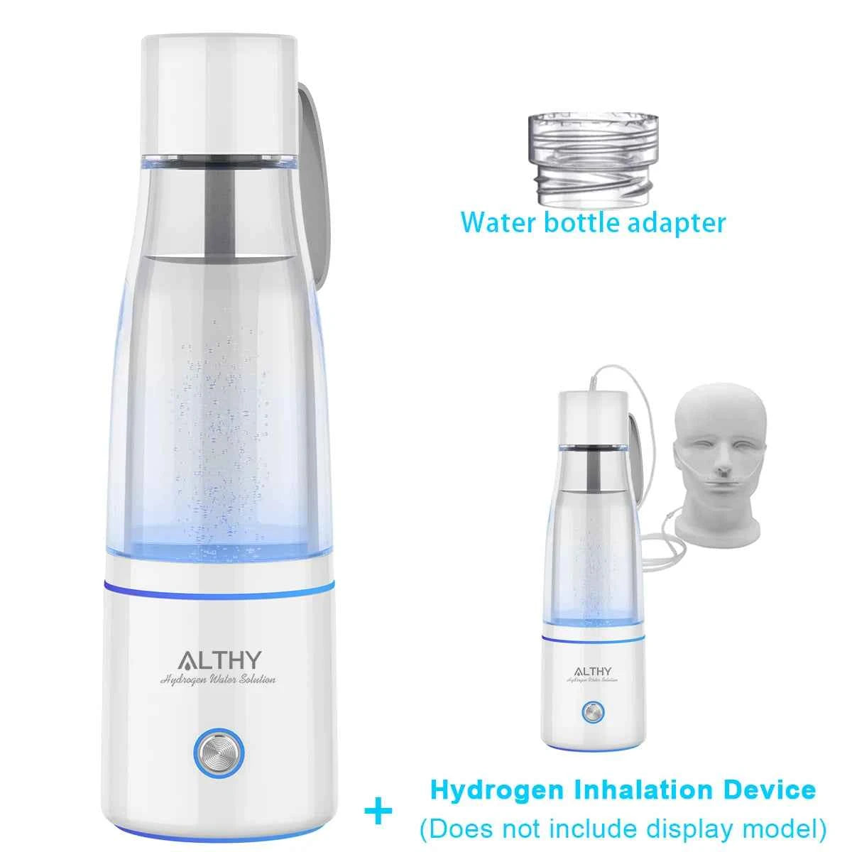 Générateur d'eau à hydrogène Althy avec adaptateur pour bouteille d'eau et dispositif d'inhalation