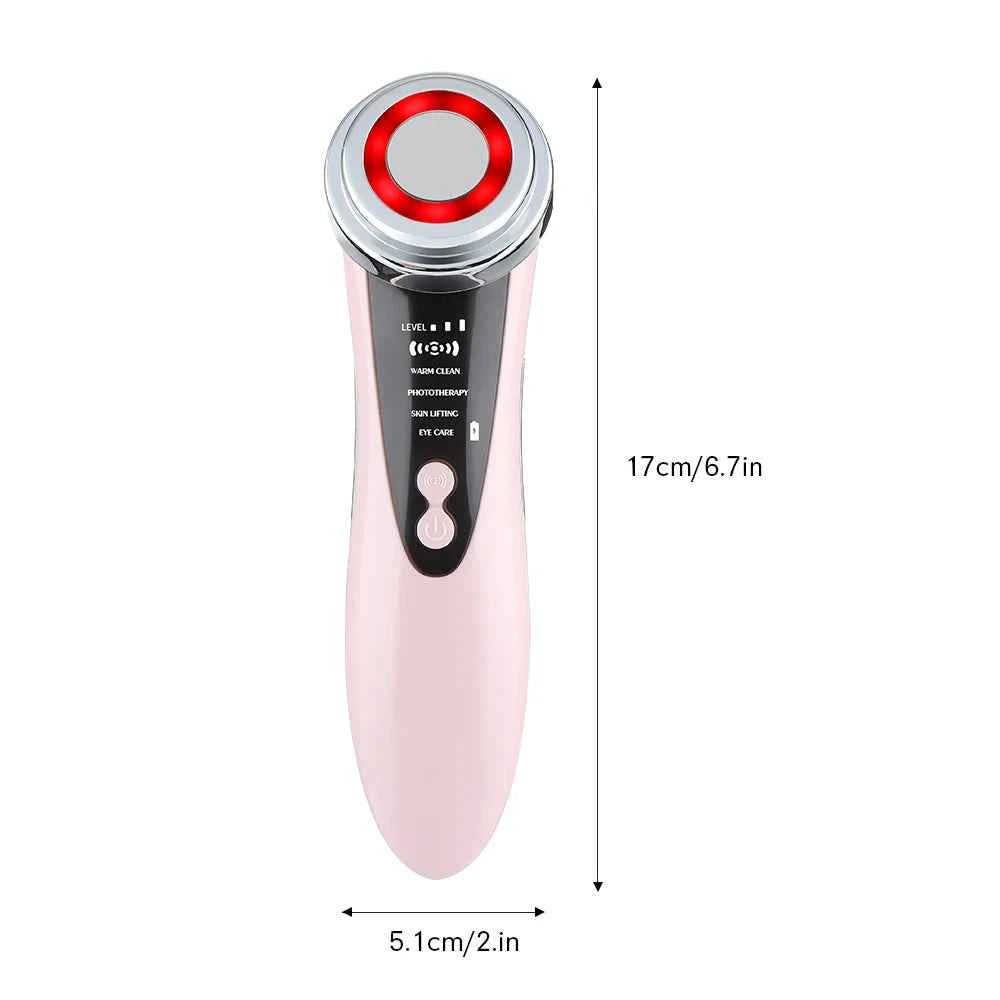 Appareil de massage facial EMS, luminothérapie & sonique en rose avec divers niveaux et fonctionnalités