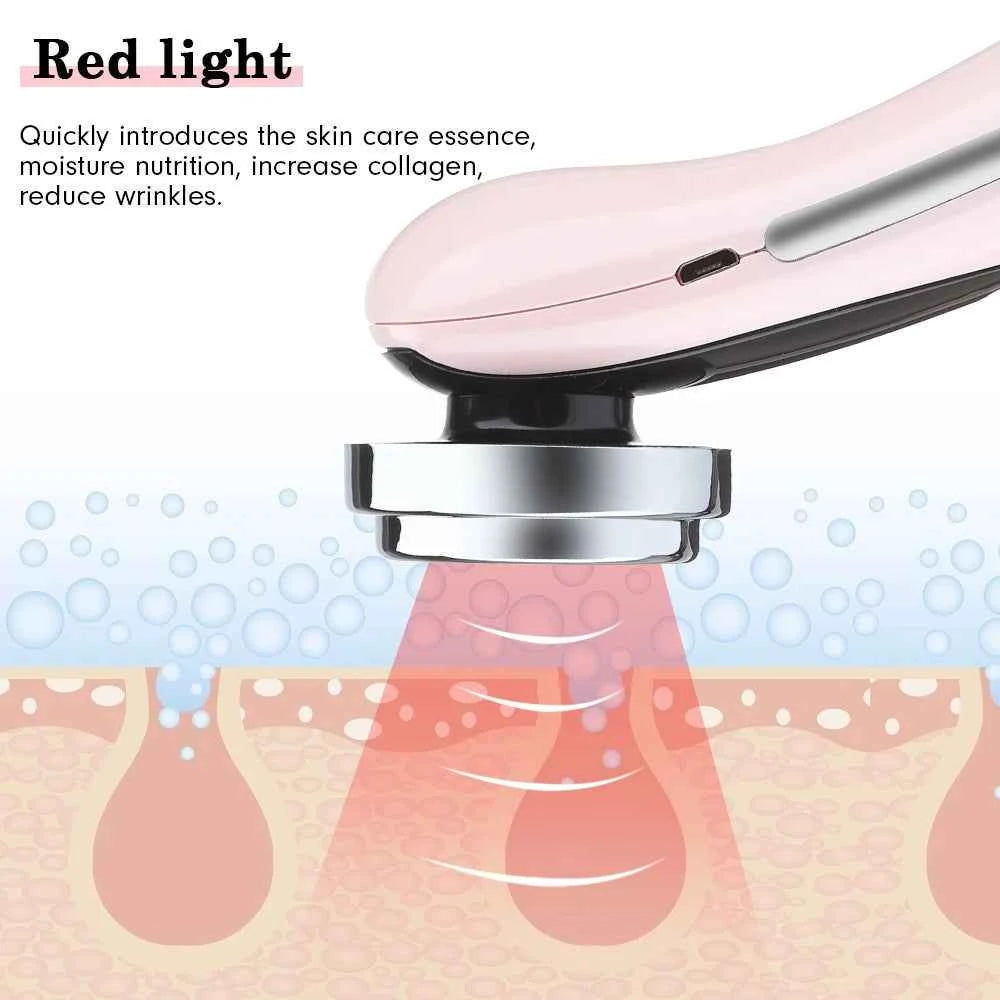Appareil de massage facial EMS, luminothérapie & sonique avec lumière rouge pour réduire les rides