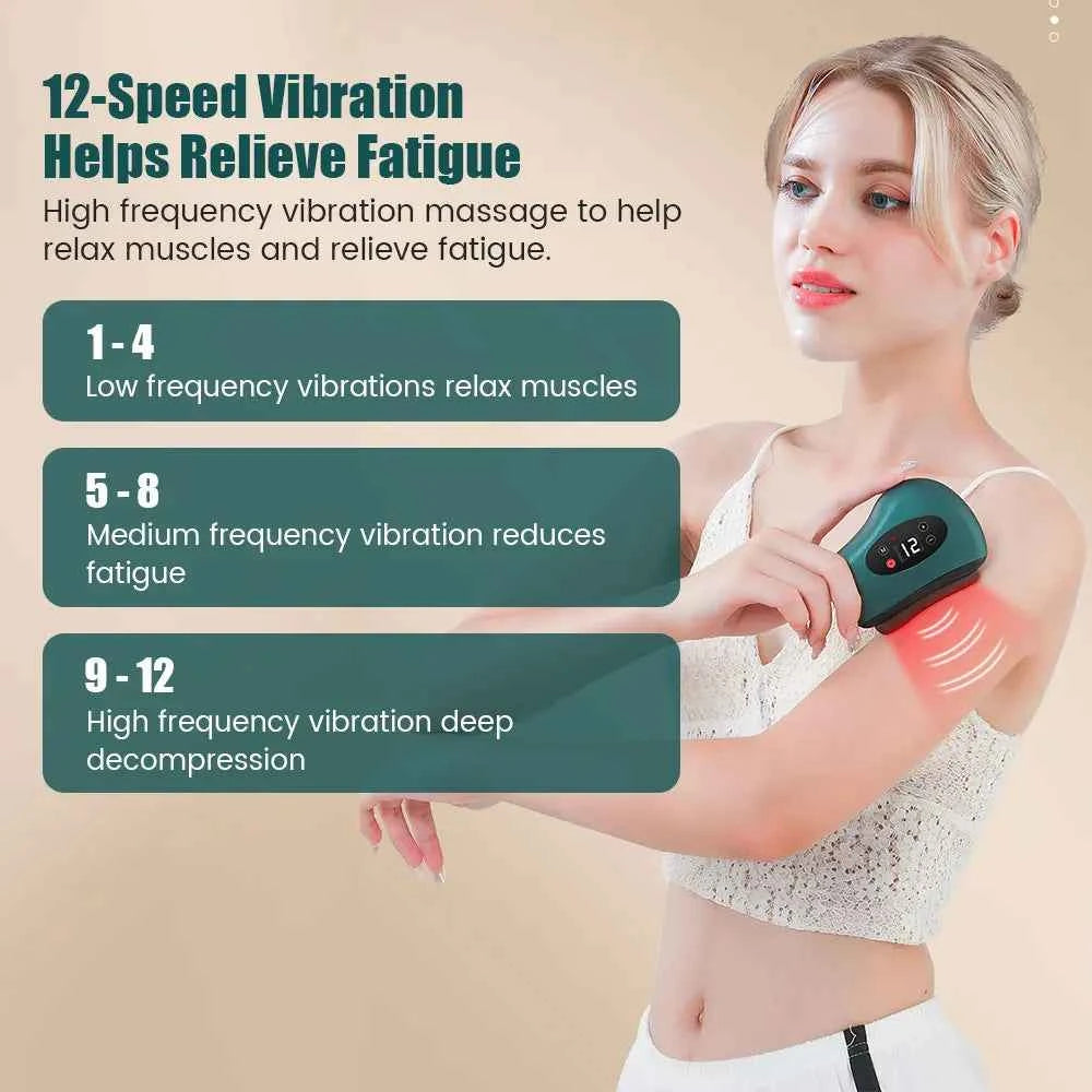 Appareil de massage Gua sha intelligent avec 12 vitesses de vibration pour soulager la fatigue