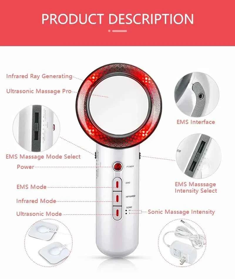 Appareil massage à domicile avec options de massage ultrasonique et infrarouge pour relaxation efficace
