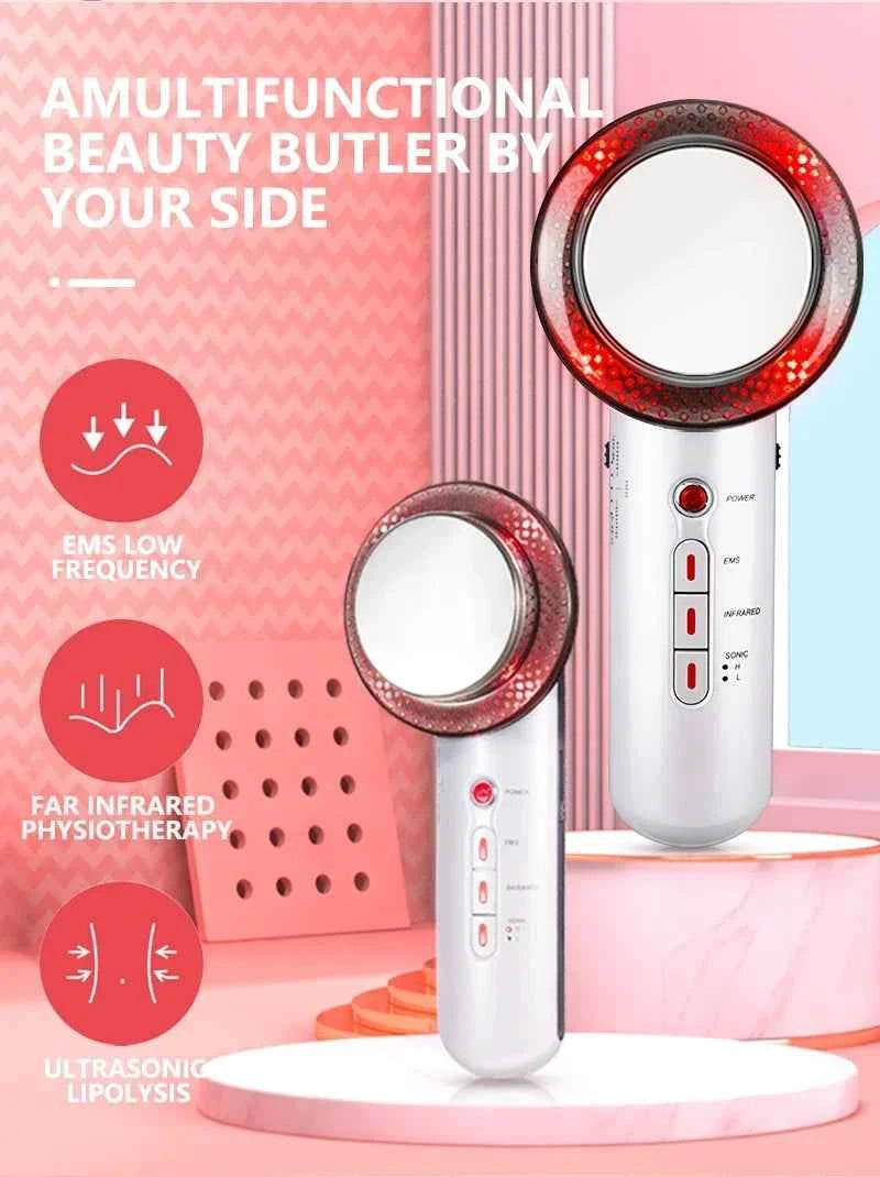 Appareil massage à domicile multifonctionnel avec miroir et fonctions d'électrostimulation et de lipolyse ultrasonique