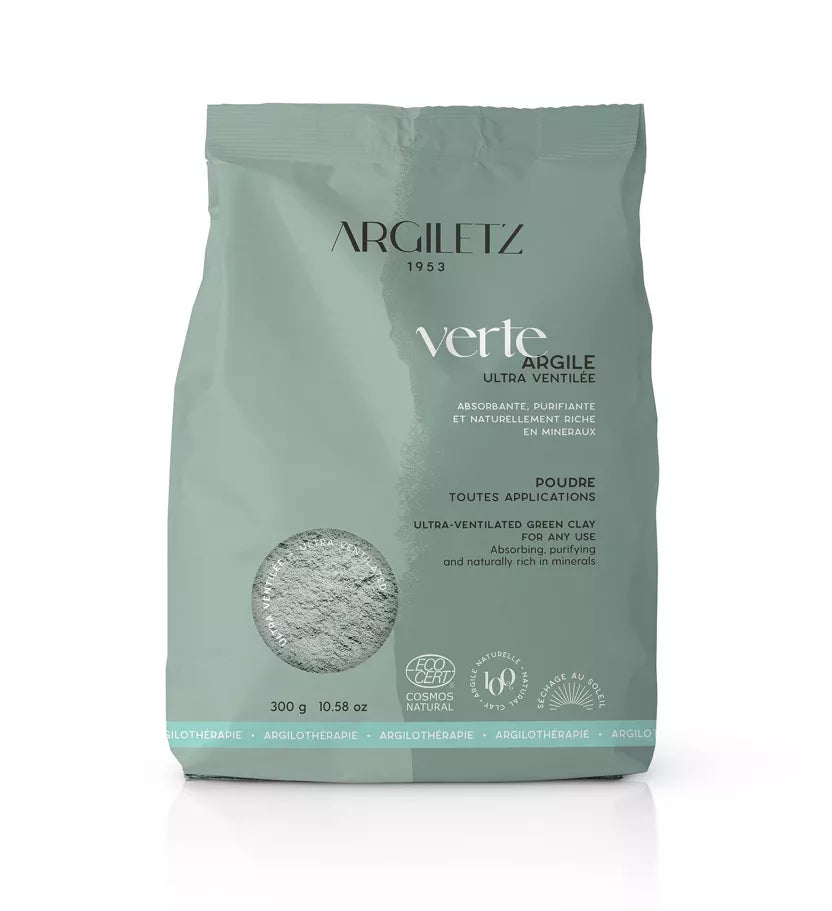 Sachet d'arilge verte ultra ventilée absorbante, purifiante et naturellement riche en minéraux, idéale pour tout type d'application y compris interne, mais aussi pour la peau, le visage, des cataplasmes et adaptée à tout type de peau.