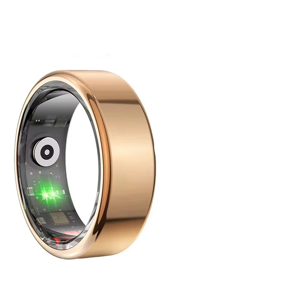 Bague connectée bien-être en or avec capteurs de santé intégrés et design moderne