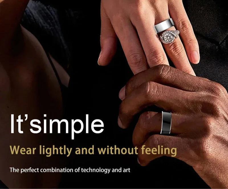 Bague connectée bien-être en argent avec design élégant, idéale pour le suivi de la santé