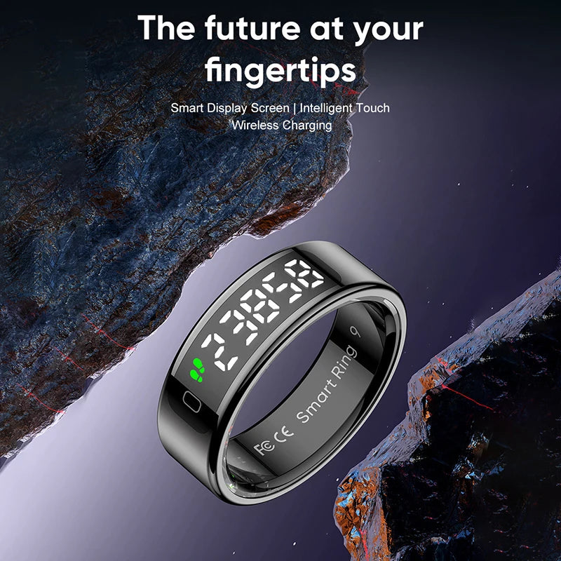Bague connectée sport santé avec écran intelligent et chargement sans fil pour le suivi des activités