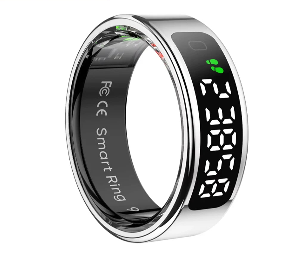 Bague connectée sport santé avec affichage numérique des données de fitness et bien-être