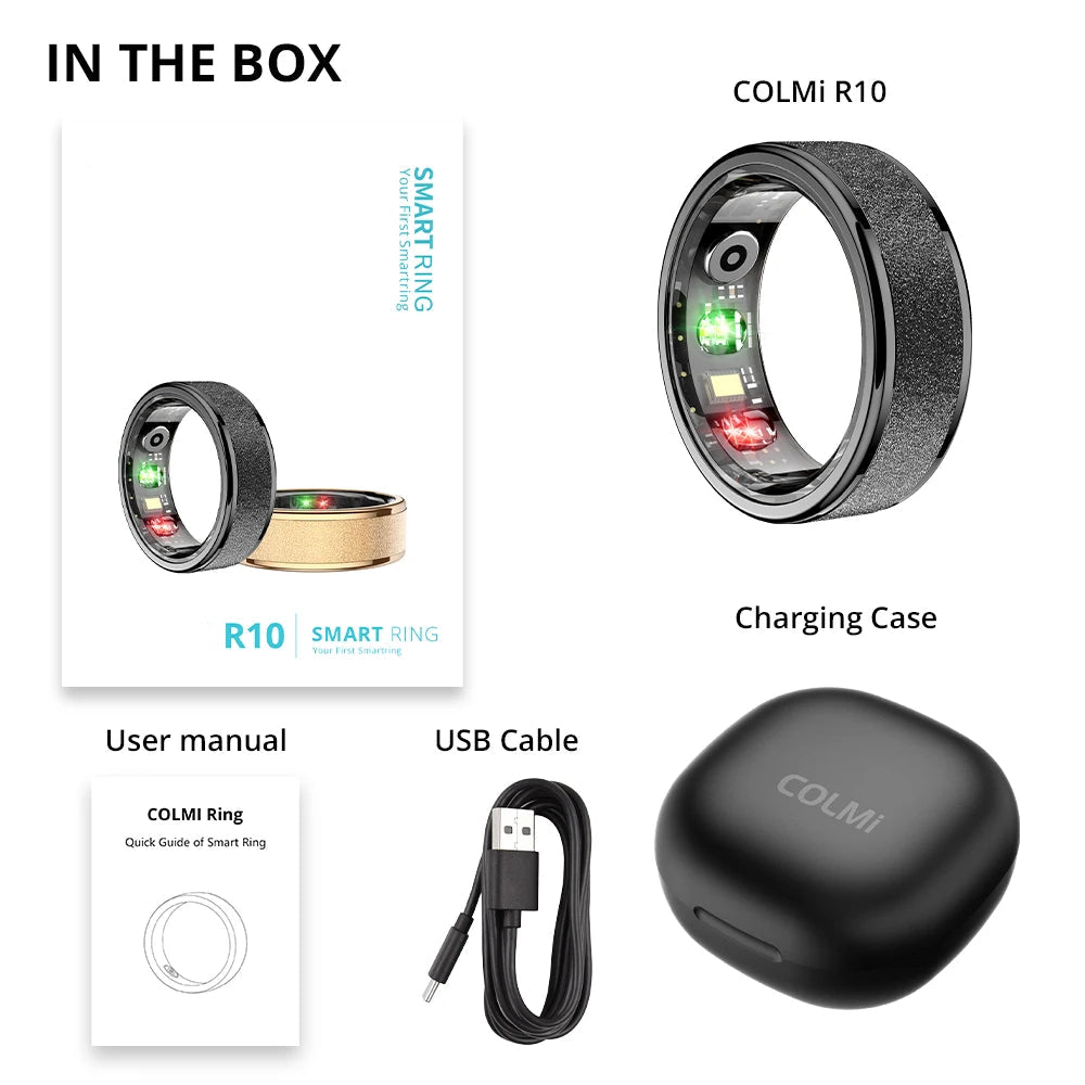 Bague connectée suivi santé performance COLMi R10 avec boîtier de chargement et câbles inclus