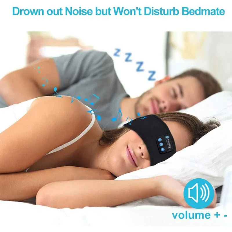 Bandeau audio intelligent noir avec écouteurs intégrés pour une meilleure qualité de sommeil