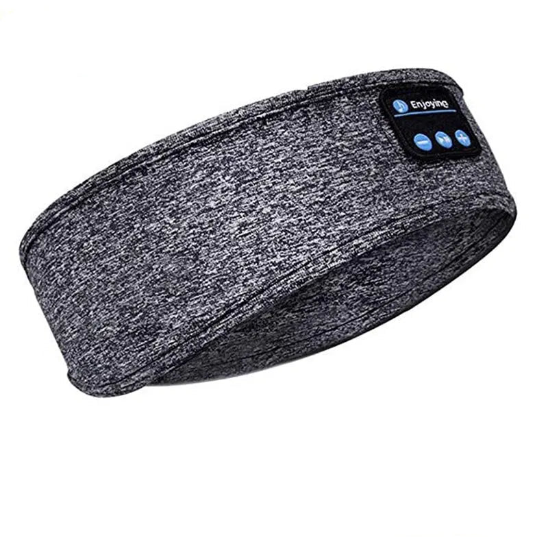 Bandeau audio intelligent en tissu gris avec commandes intégrées pour écouter de la musique