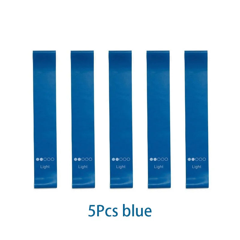 Set de 5 bandes élastiques musculation bleues légères pour l'entraînement et la rééducation