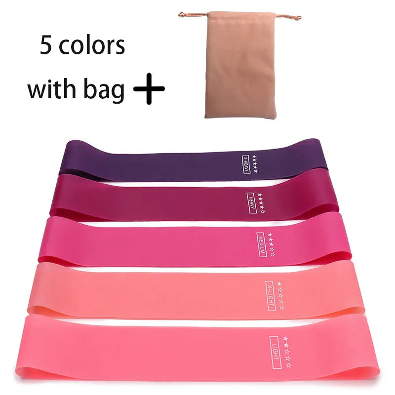 Bandes élastiques musculation disponibles en 5 couleurs avec sac de rangement pratique