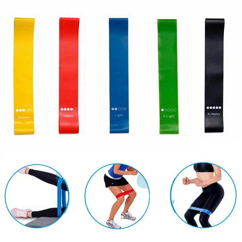 Bandes élastiques musculation en cinq couleurs pour un entraînement adapté aux différents niveaux de résistance