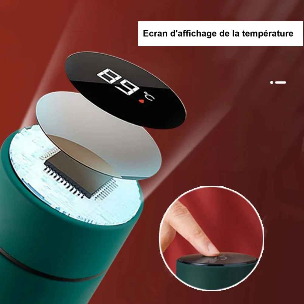 Bouteille isotherme intelligente design traditionnel avec écran d'affichage de la température intégré