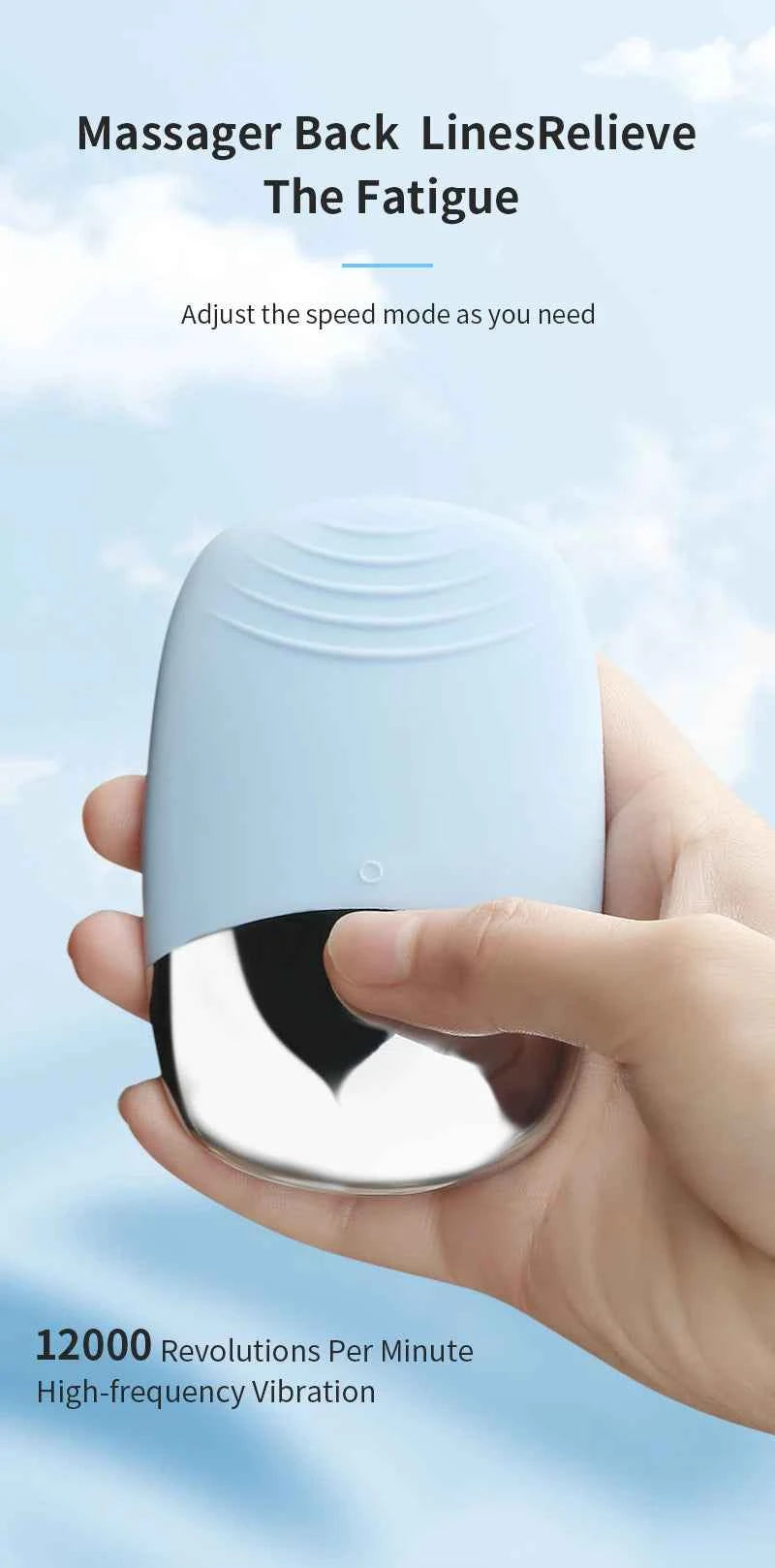 Brosse nettoyante sonique bleue avec mode de vitesse réglable et vibration à haute fréquence