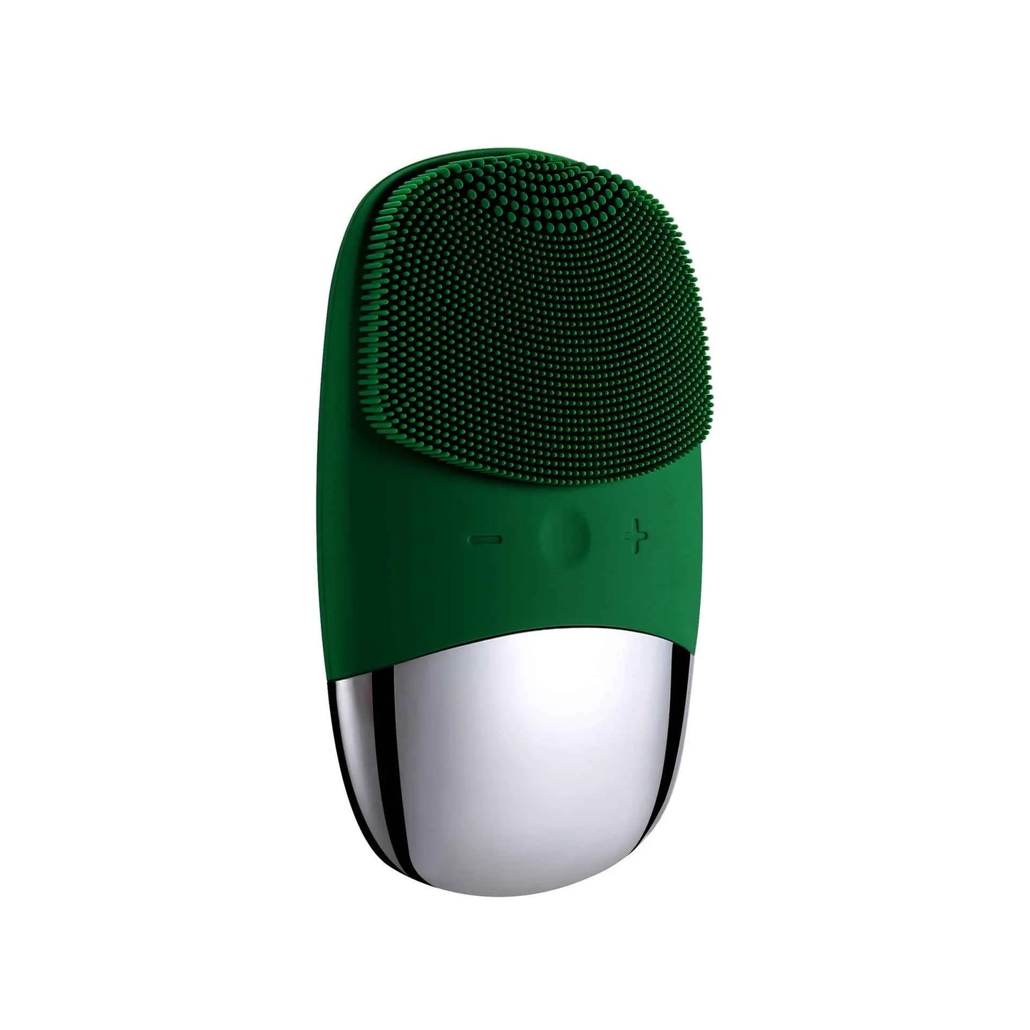 Brosse nettoyante sonique verte avec une surface en silicone pour un nettoyage doux du visage