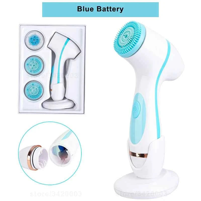 Brosse nettoyante ultrason avec tête interchangeable pour un nettoyage doux et efficace de la peau