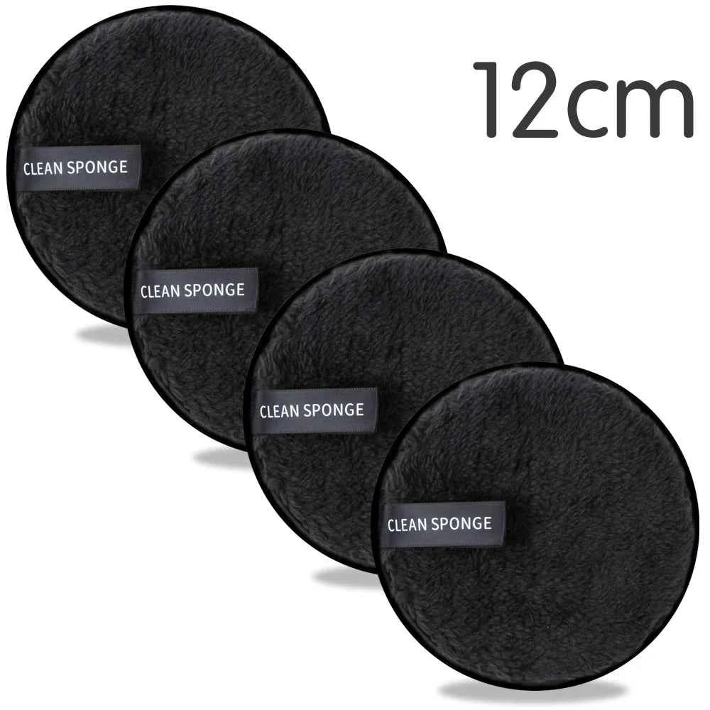 Ensemble de disques démaquillants réutilisables en noir, mesurant 12 cm, parfaits pour un démaquillage efficace.