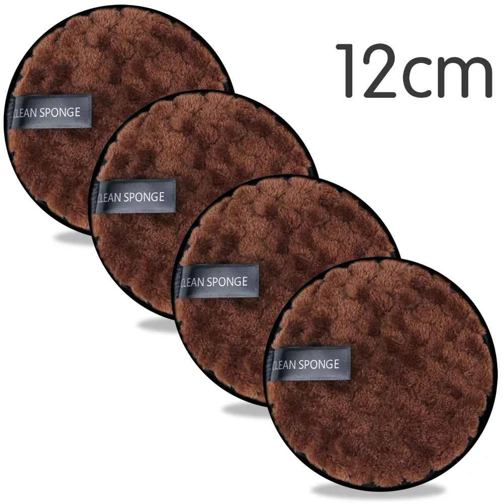 Quatre disques démaquillants réutilisables en éponge douce de 12cm pour un démaquillage écologique
