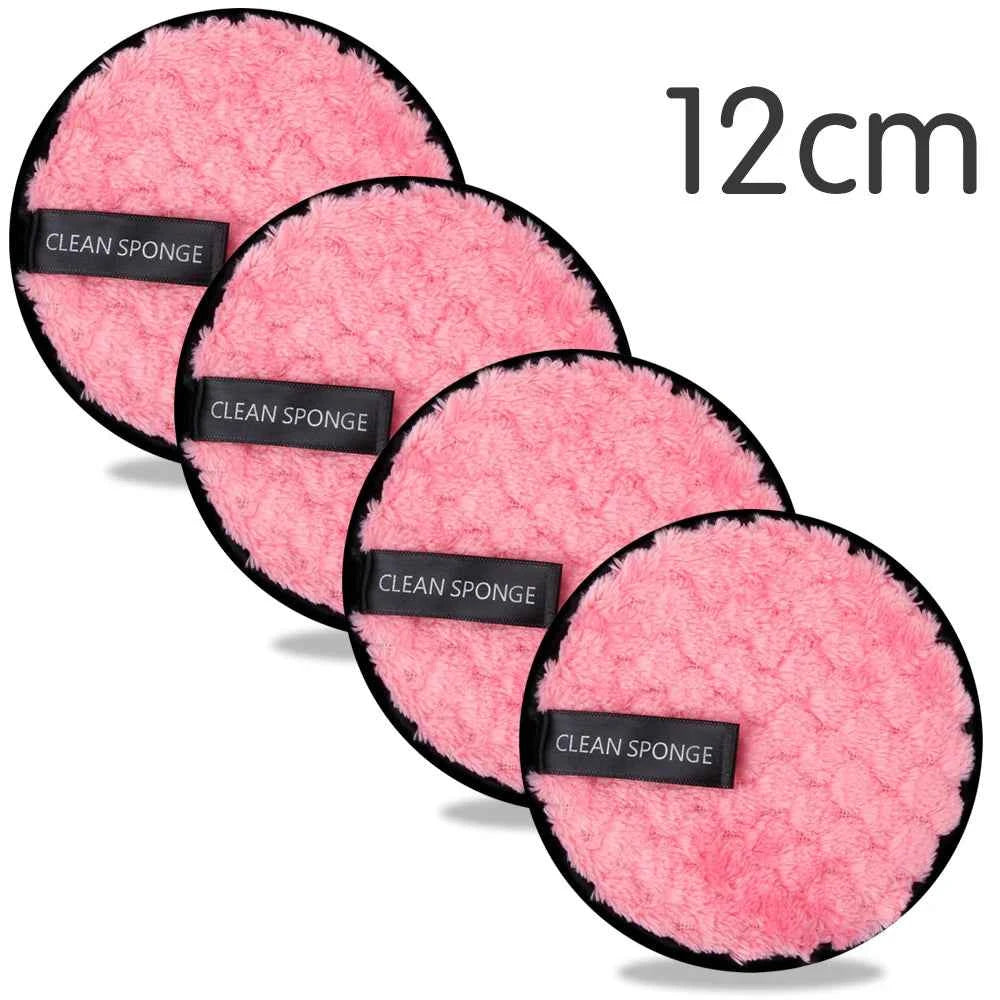 Ensemble de disques démaquillants réutilisables en microfibre rose de 12cm pour un démaquillage doux