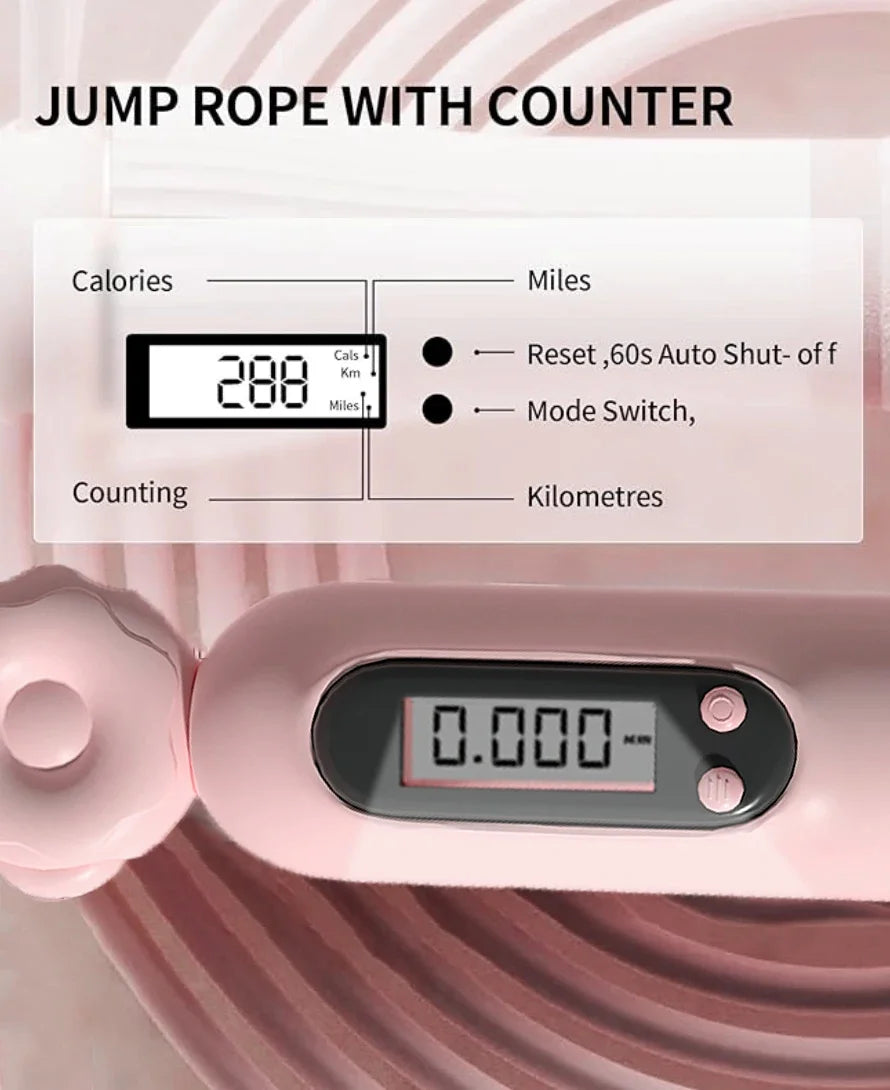 Corde à sauter connectée avec écran affichant calories et distances, idéale pour les entraînements fitness