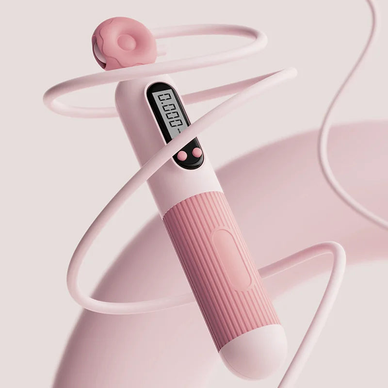 Corde à sauter connectée rose avec écran numérique et design ergonomique pour le bien-être