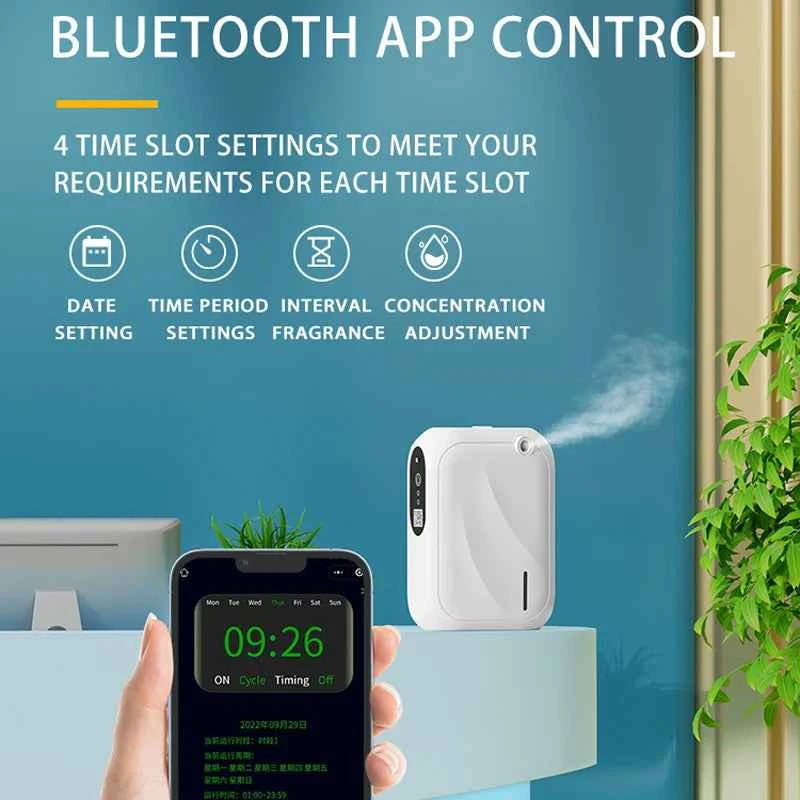 Diffuseur d'huiles essentielles décoratif avec contrôle via application Bluetooth et réglages horaires