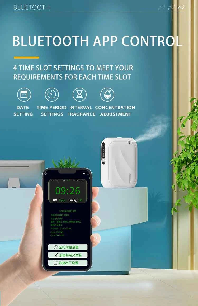 Diffuseur d'huiles essentielles décoratif avec contrôle Bluetooth et application pour des réglages personnalisés