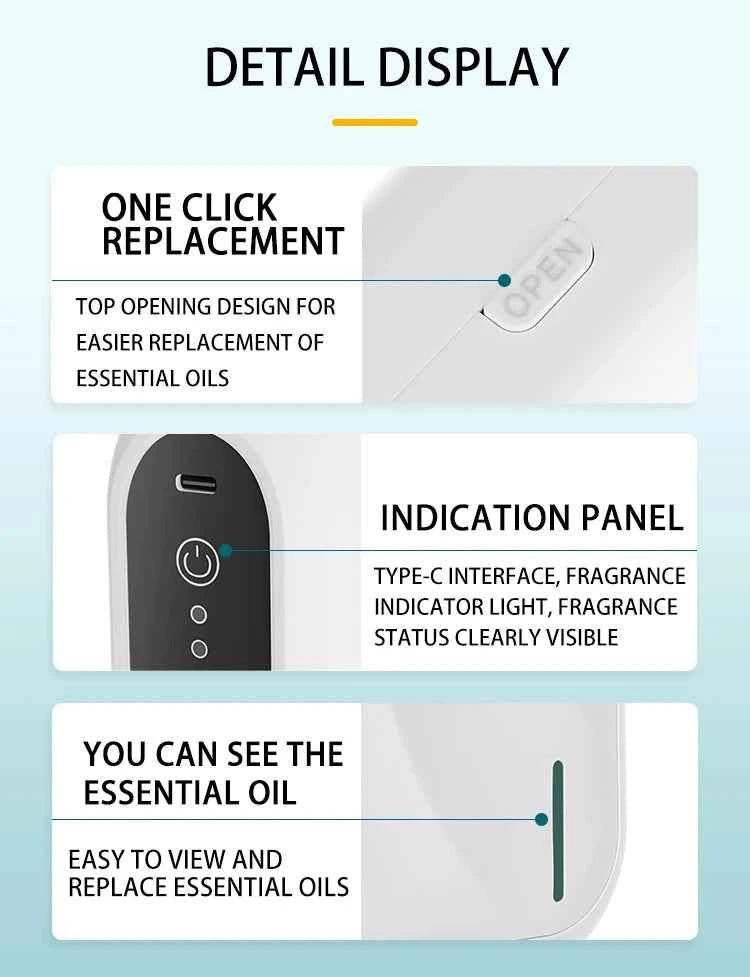 Diffuseur d'huiles essentielles décoratif avec ouverture facile et panneau d'indication clair pour huiles essentielles