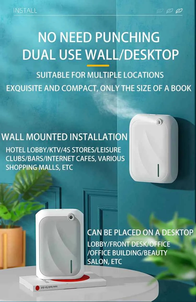 Diffuseur d'huiles essentielles décoratif pour bureau et mur, compact et élégant, adapté à divers environnements