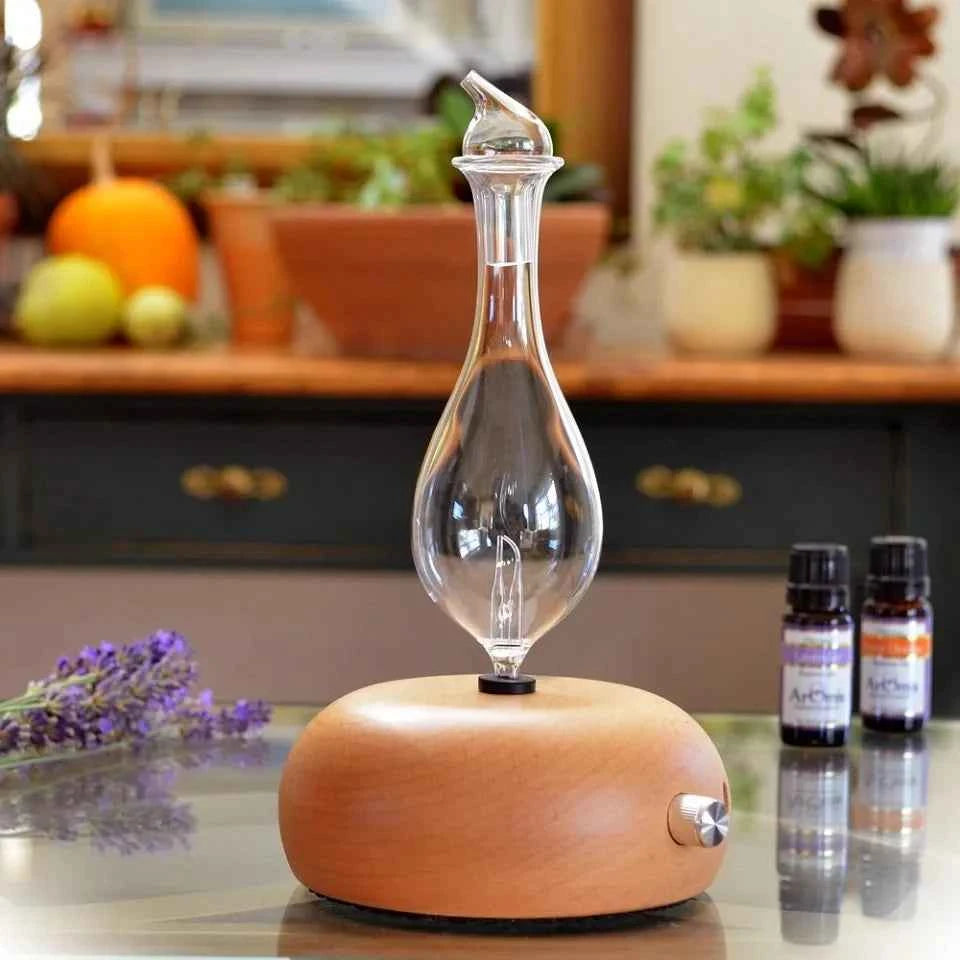 Diffuseur huiles essentielles design en verre et bois pour une ambiance relaxante à la maison