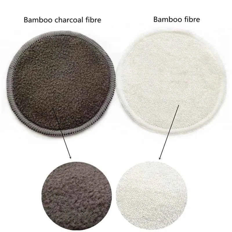 Disques démaquillants réutilisables en fibres de bambou noir et blanc pour un démaquillage doux et écologique