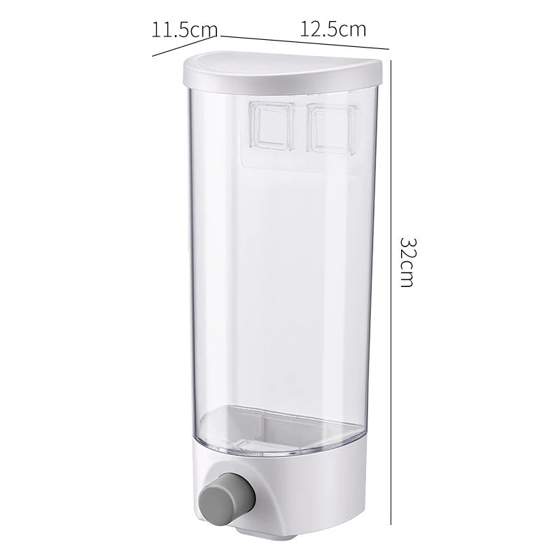 Distributeur alimentaire mural transparent avec capacité de 32 cm pour rangement pratique des aliments