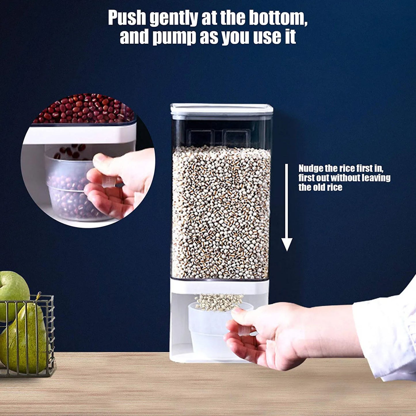 Distributeur de nourriture pratique transparent avec fonction de dose facile pour grains et céréales