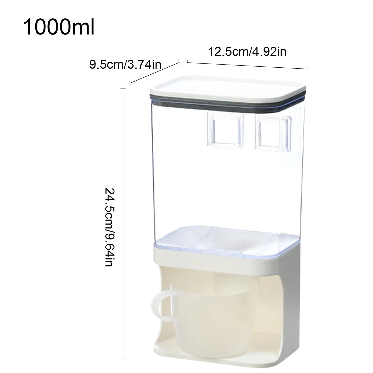 Distributeur de nourriture pratique de 1000ml avec une coupe pour un dosage facile des aliments