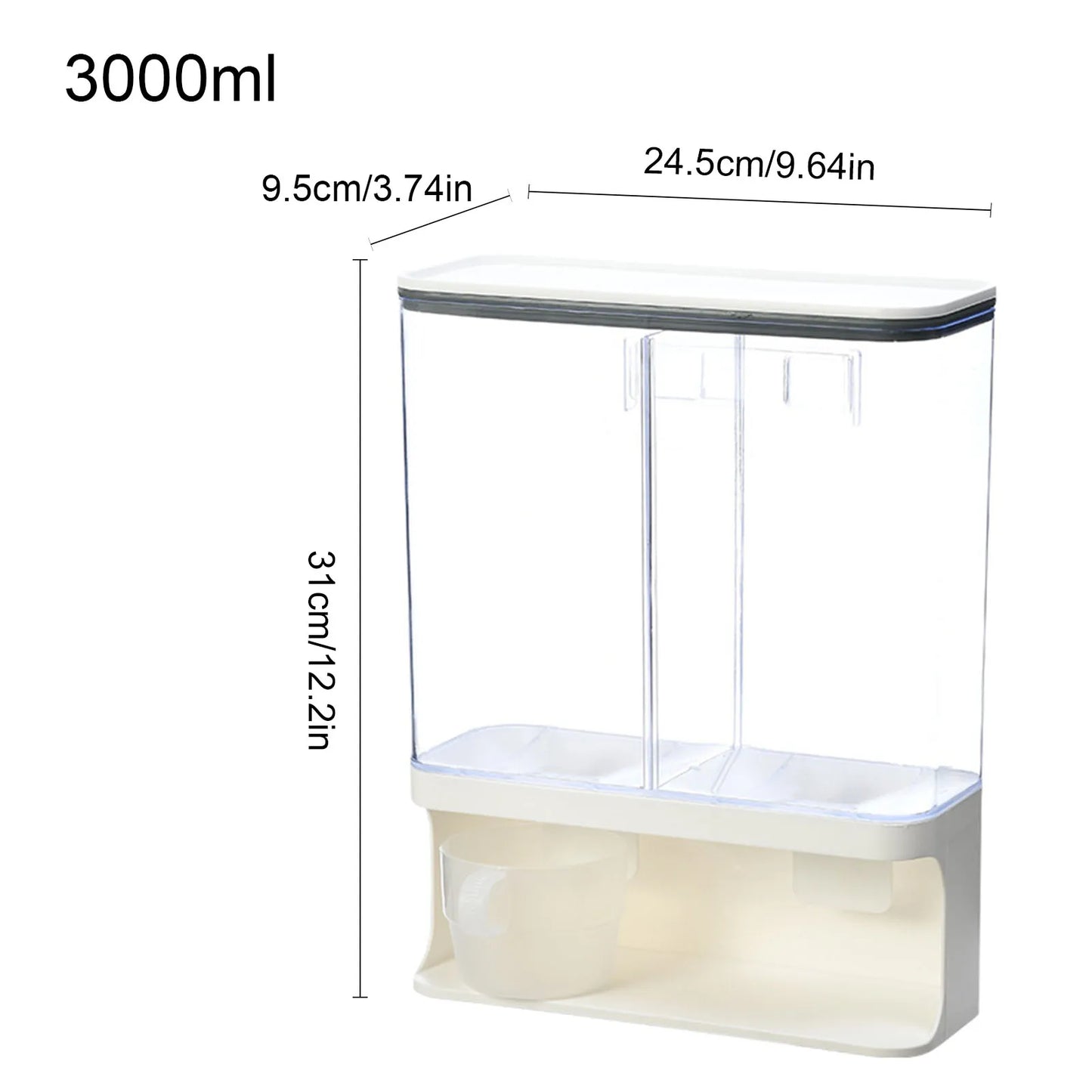 Distributeur de nourriture pratique pour animaux avec une capacité de 3000 ml et design transparent