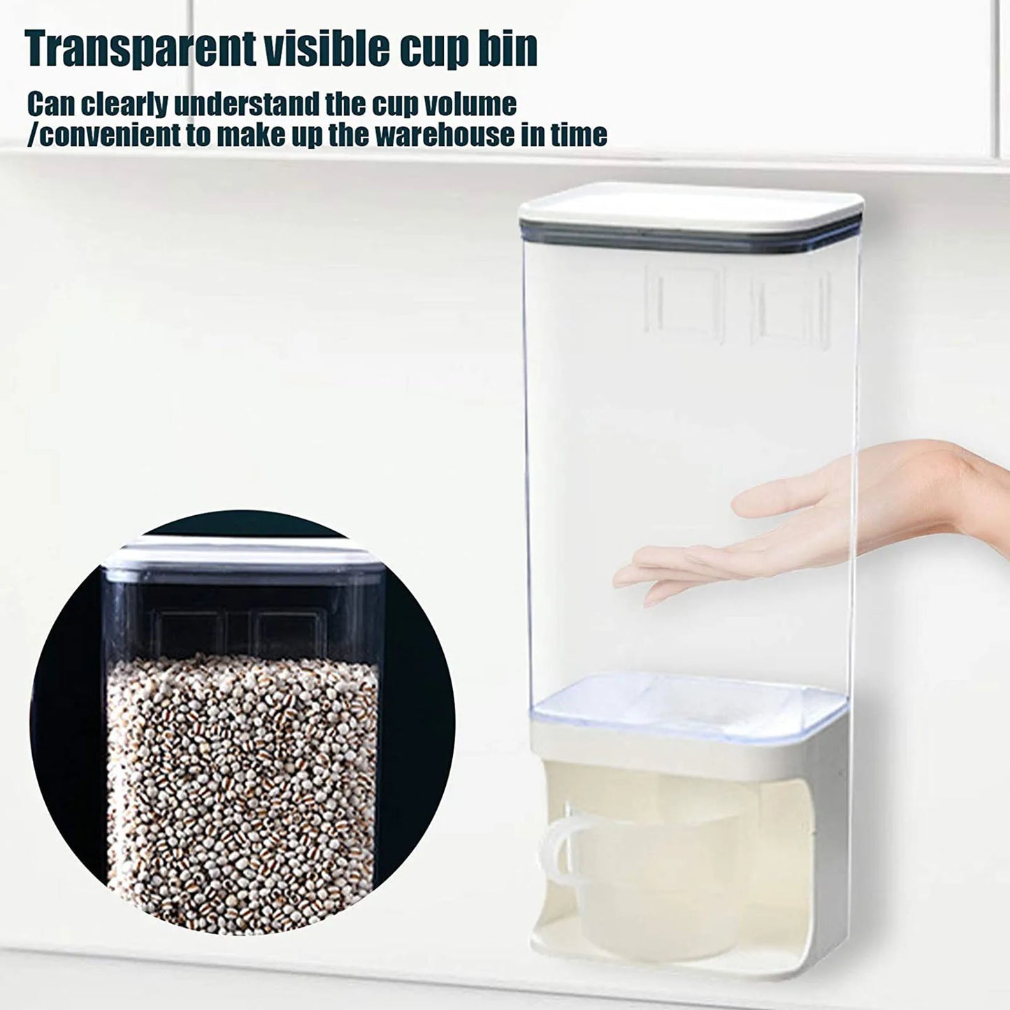 Distributeur de nourriture pratique en bin transparent pour une meilleure visibilité et accessibilité des contenants