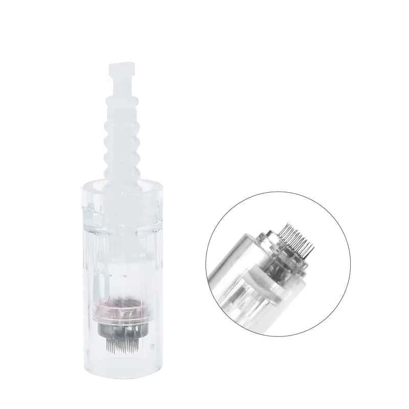 Stylo microneedling professionnel transparent avec aiguilles pour soins de la peau en profondeur