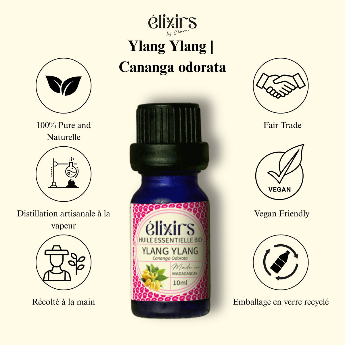 Huile Essentielle d'Ylang-Ylang Bio de Madagascar (Élixirs de Clara), photo 3