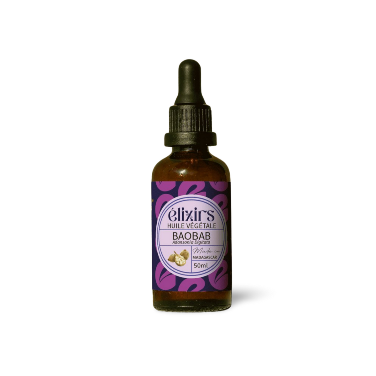 Huile de Baobab Bio Pressée à Froid : Peaux Déshydratées & Cheveux Secs, Bouclés, Crépus (50 ml) - Élixirs de Clara