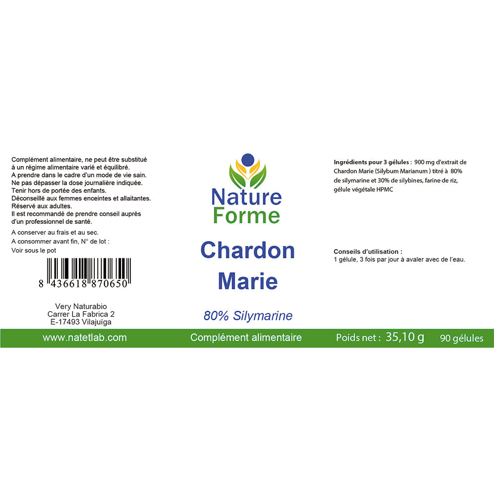 Chardon Marie titré à 80% de silymarines et 30% de silybines