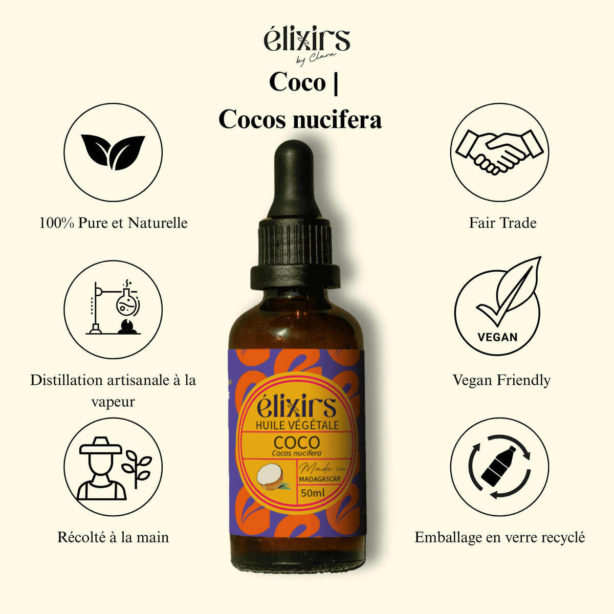 Huile de Coco Vierge Bio Pressée à Froid (Élixirs de Clara), photo 3