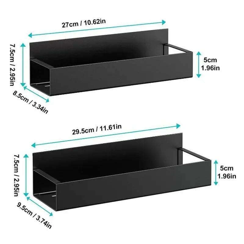 Étagère de cuisine magnétique noire avec dimensions variées pour un rangement pratique