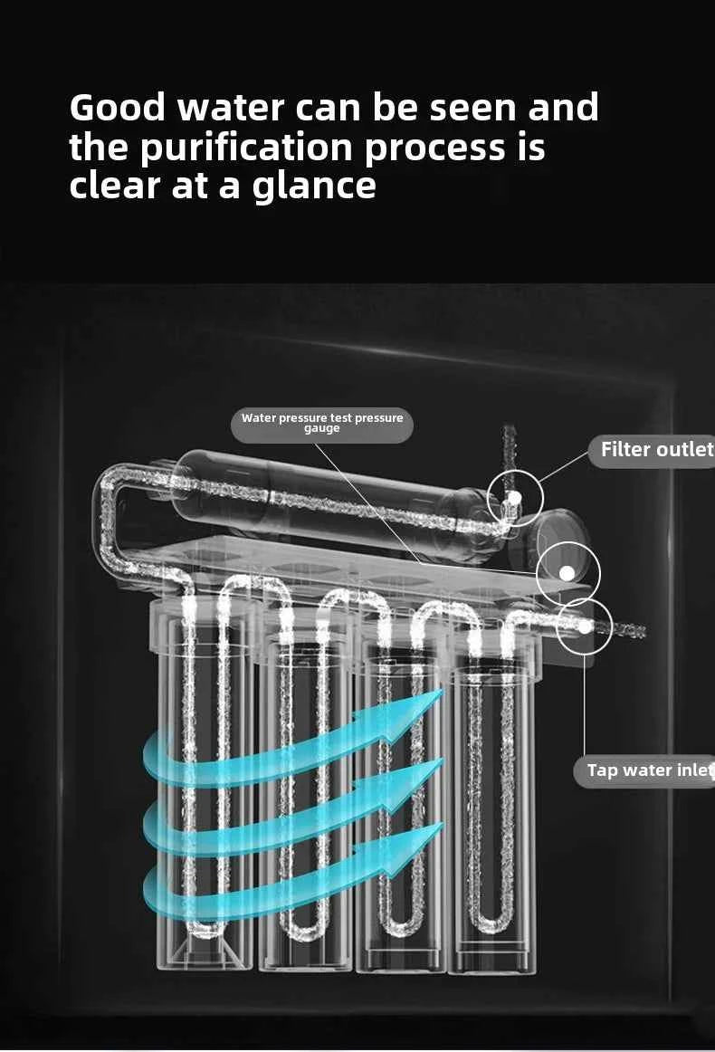 Système de filtration eau 6 étapes avec UV montrant le processus de purification clair et efficace